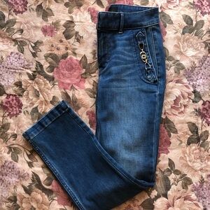 Dark Blue Women’s Jeans with Decorative Detail
